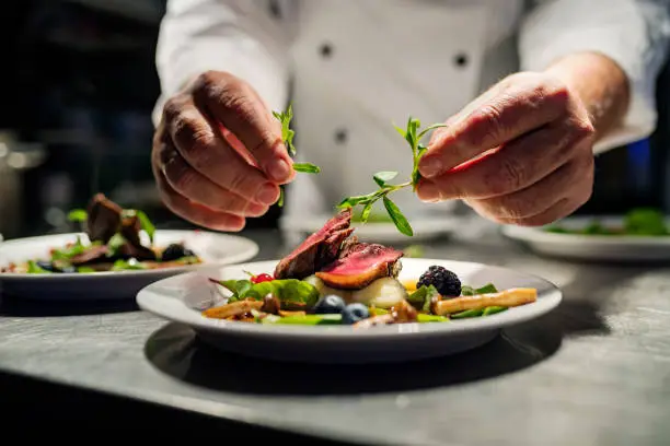 Fresh food preparation in kitchen